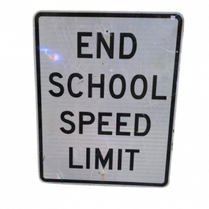 Panneau de signalisation routier "end school speed limit" authentique - goodies - décoration USA rétro originale - americana