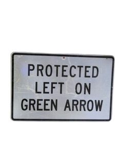 Panneau de signalisation Protected left on green arrow authentique - Goodies - décoration USA rétro originale - americana