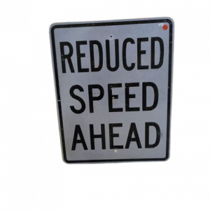 Panneau de signalisation routier " reduced speed ahead" authentique - goodies - decoration USA rétro originale - americana