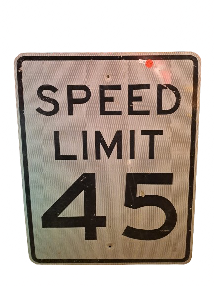 Panneau de signalisation routier speed limit 45 authentique - Goodies - décoration USA rétro originale - americana