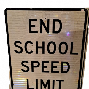 Panneau de signalisation routier "end school speed limit" authentique - Goodies - décoration USA rétro originale - americana