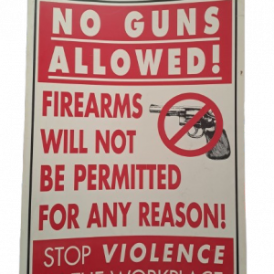 Panneau plastique "no guns allowed" authentique - Goodies - décoration USA rétro originale - americana
