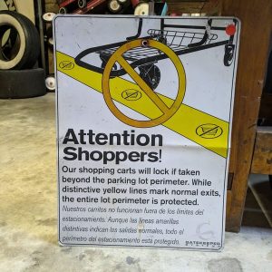 panneau de signalisation routier "attention shoppers" authentique - Goodies - décoration USA rétro originale - americana