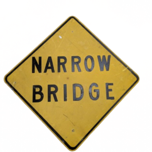 Panneau de signalisation « NARROW BRIDGE » authentique – Goodies – décoration USA rétro originale – americana