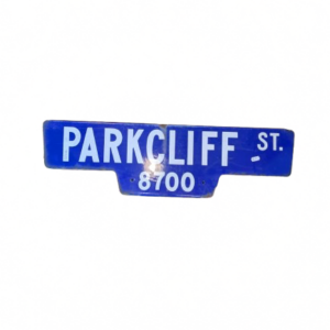 Panneau de signalisation « PARKCLIFF » authentique – Goodies – décoration USA rétro originale – americana