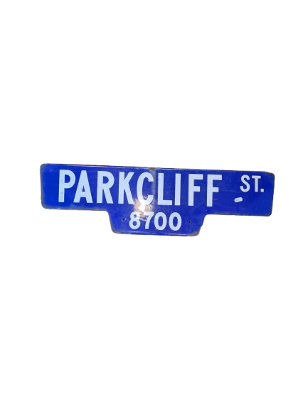 Panneau de signalisation « PARKCLIFF » authentique – Goodies – décoration USA rétro originale – americana