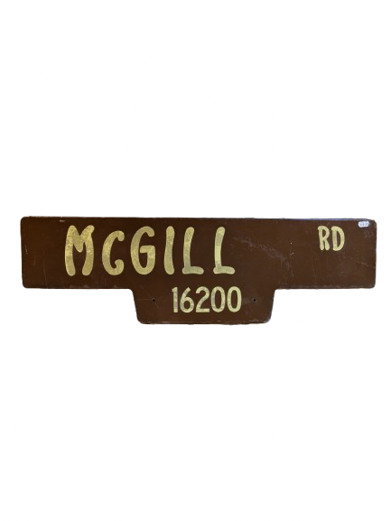 Panneau de signalisation « MCGILL » authentique – Goodies – décoration USA rétro originale – americana