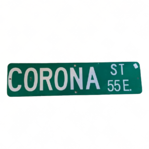 Panneau de signalisation « CORONA STREET » authentique – Goodies – décoration USA rétro originale – americana