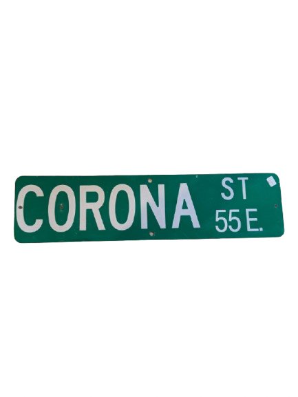 Panneau de signalisation « CORONA STREET » authentique – Goodies – décoration USA rétro originale – americana